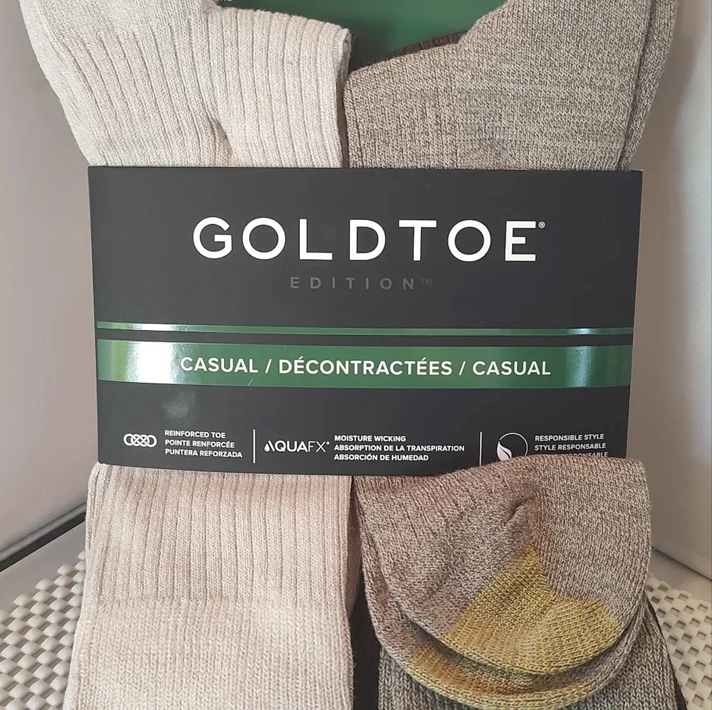 GoldToe Edition Men's Casual Ribbed Crew Socks Shoe size 6-12.5 6 Pairs NWT